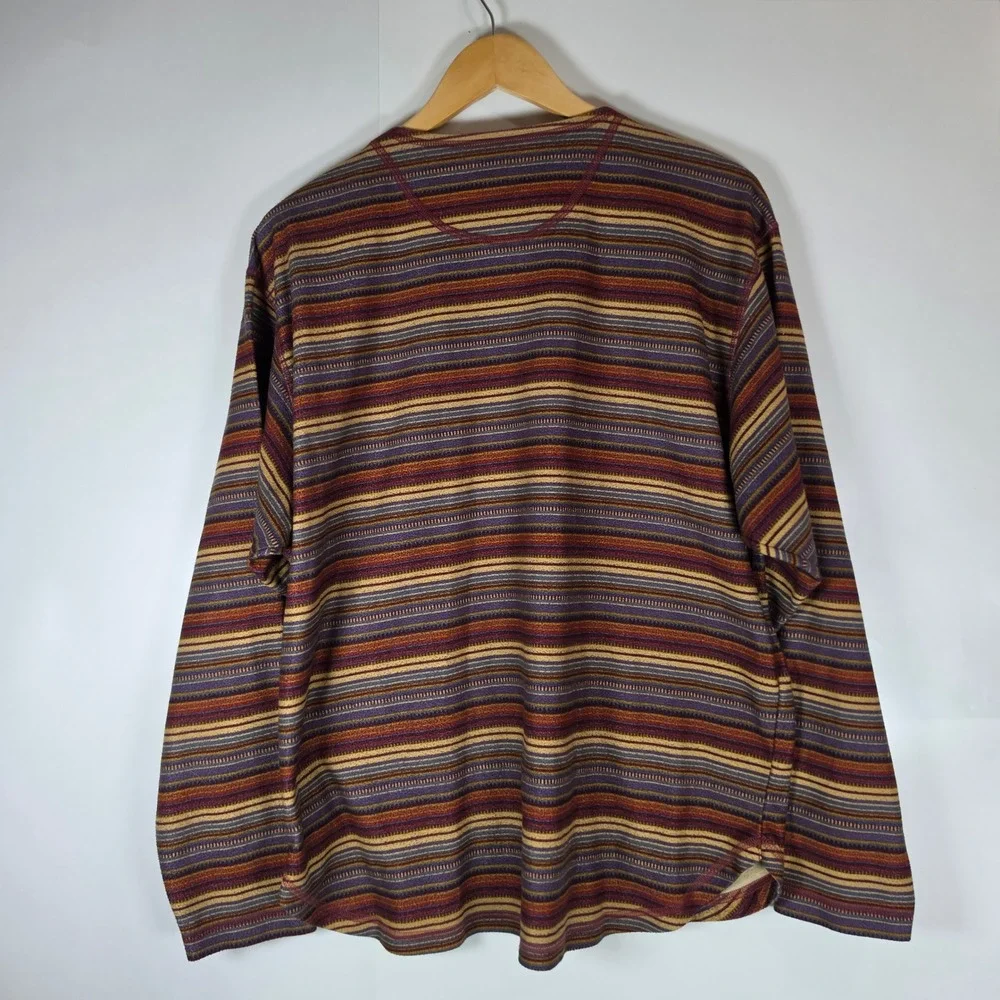 The North Face Vintage Fleece Henley Pullover‎ Striped Mens Medium Made in USA